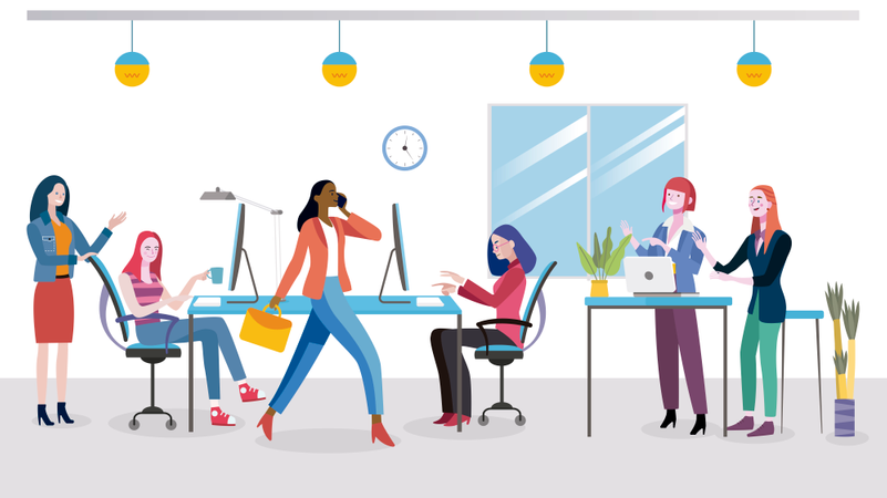 Businesswomen planning new business strategy  Illustration