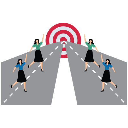 Businesswomen pursuing a common goal  Illustration