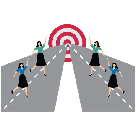 Businesswomen pursuing a common goal  Illustration