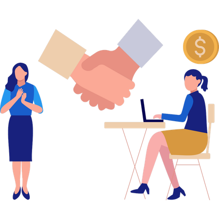 Businesswomen talking about financial deal  Illustration