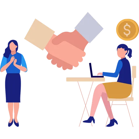 Businesswomen talking about financial deal  Illustration