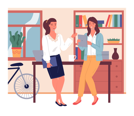 Businesswomen talking to each other  Illustration