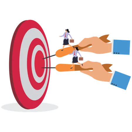 Businesswomen to reach their goals to help  Illustration