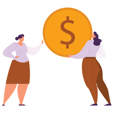 Businesswomen with dollar coin Illustration