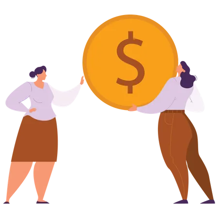 Businesswomen with dollar coin Illustration