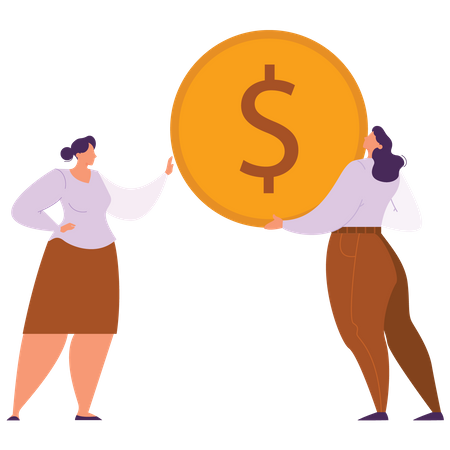 Businesswomen with dollar coin  Illustration