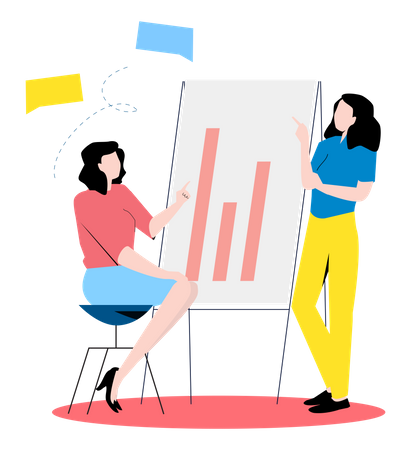 Businesswomen working on data analytics  Illustration