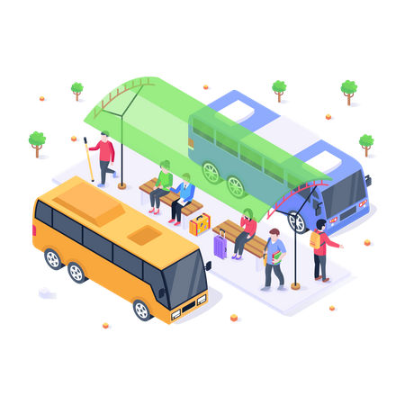 Buspassagiere  Illustration