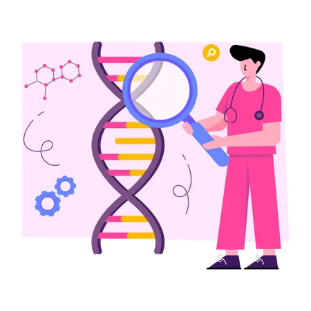 Diseno Vectorial De ADN De Busqueda Ilustración