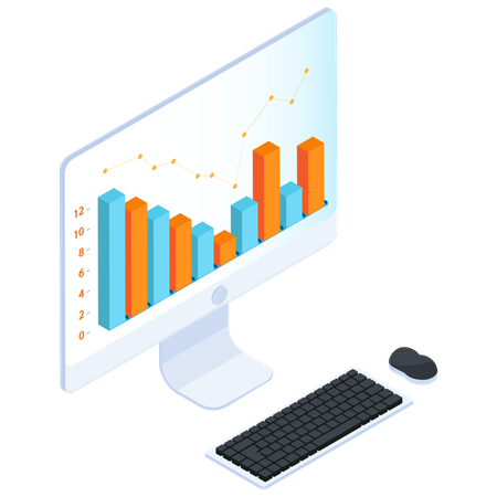 Bussiness data on PC  Illustration