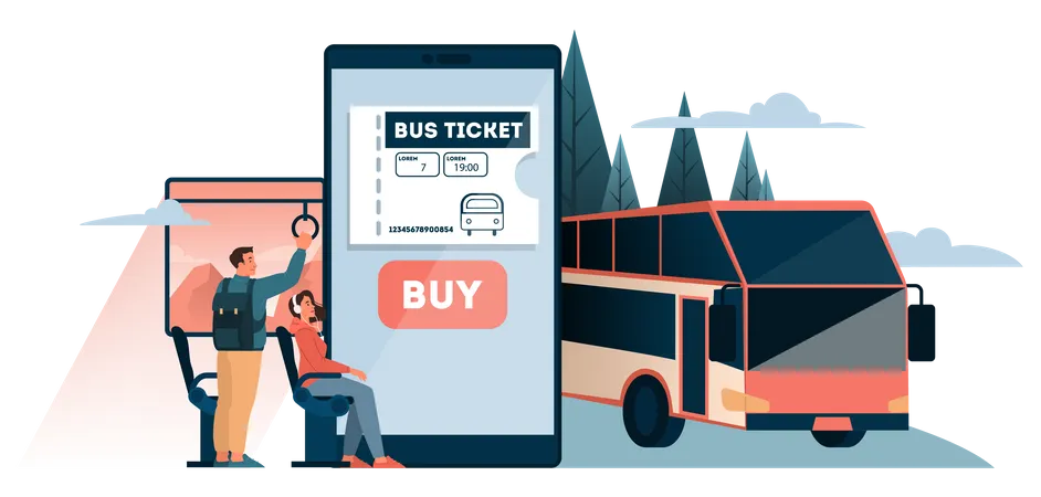 Busticket online buchen  Illustration