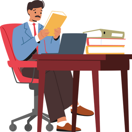 Busy Man Seated At Office Illustration
