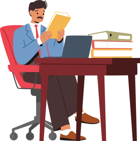 Busy Man Seated At Office Illustration