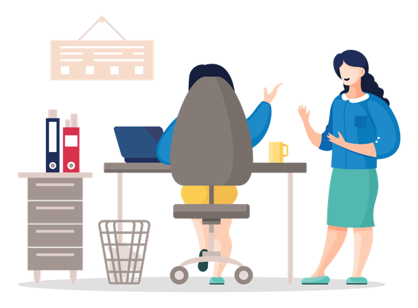 Busy people communicating in office  Illustration
