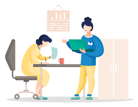 Busy people communicating in office  Illustration