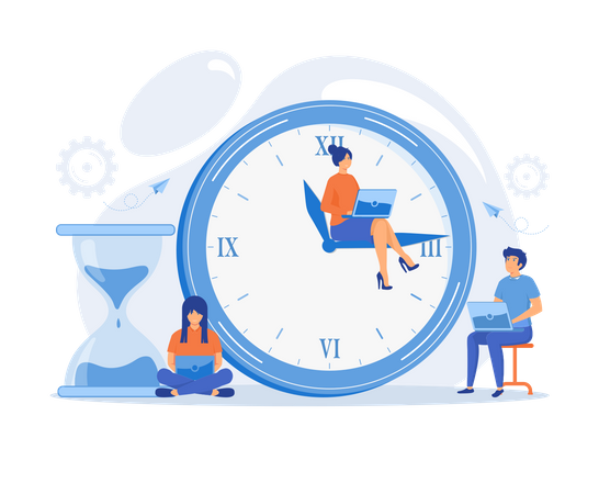 Busy people hurry up to complete tasks in deadline time Illustration