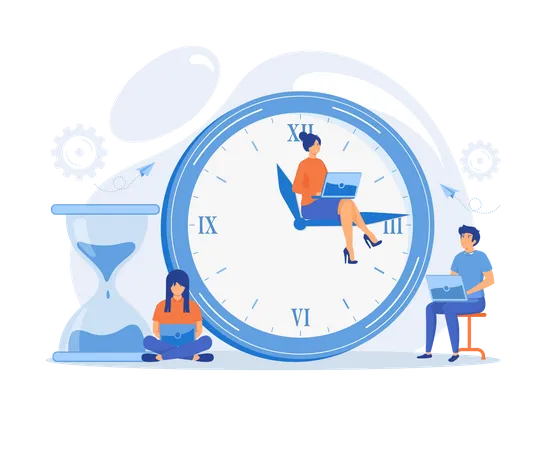 Busy people hurry up to complete tasks in deadline time Illustration