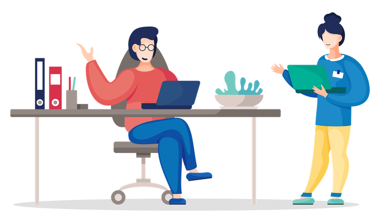 Busy people in the office  Illustration
