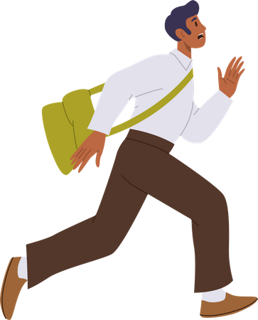 Busy stressed business man freelancer running fast  Illustration