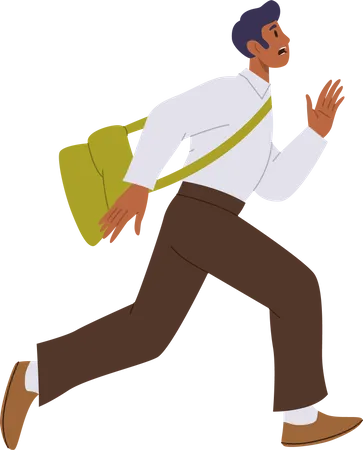 Busy stressed business man freelancer running fast  Illustration