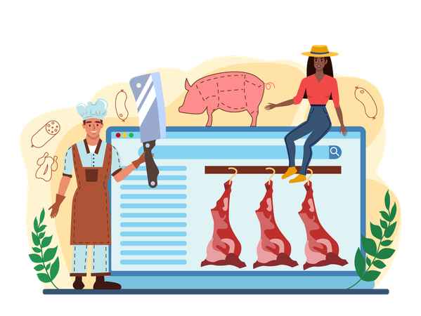 Butcher online service  Illustration