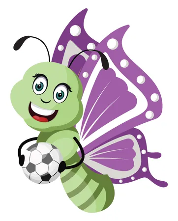 Butterfly with football ball  Illustration