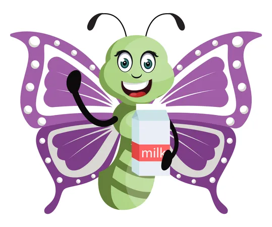 Butterfly with milk  Illustration