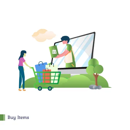 Buy items at online Shop Illustration