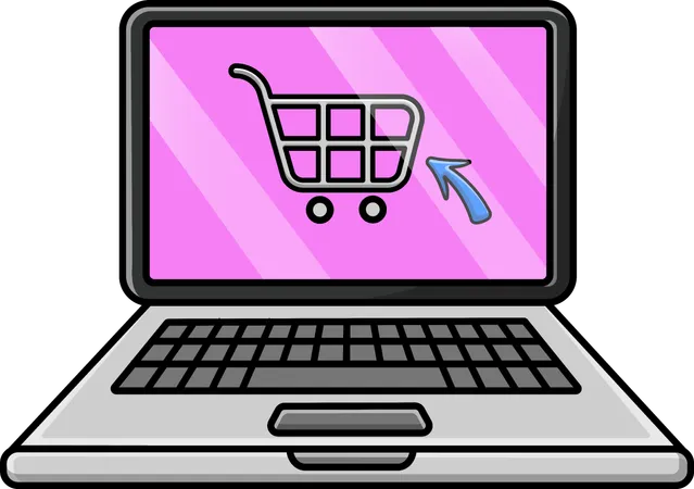 Buy Online With Laptop  Illustration