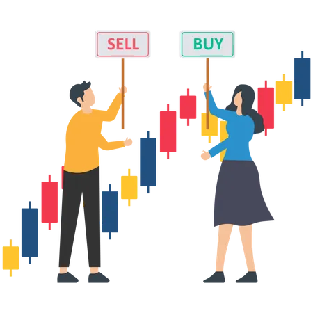Buy or sell in stock market  Illustration