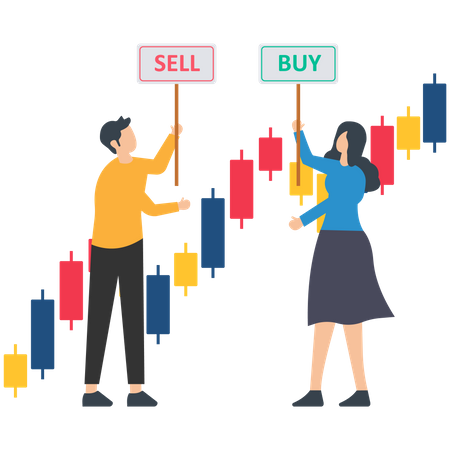 Buy or sell in stock market  Illustration