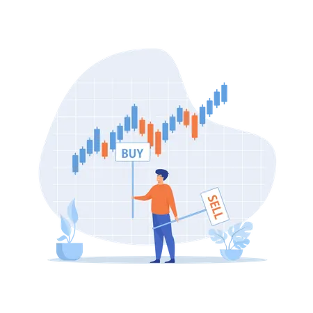 Buy or sell in stock market  Illustration