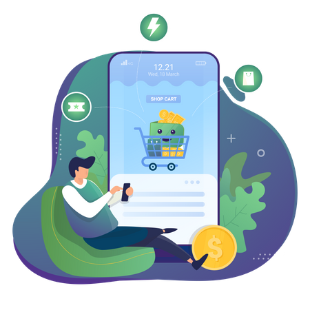 Buy Product using digital wallet  Illustration