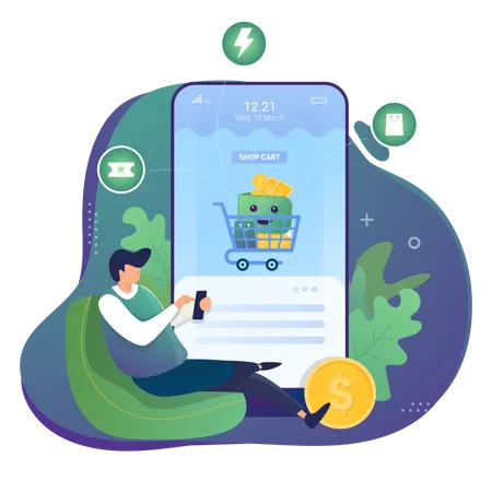 Buy Product using digital wallet  Illustration