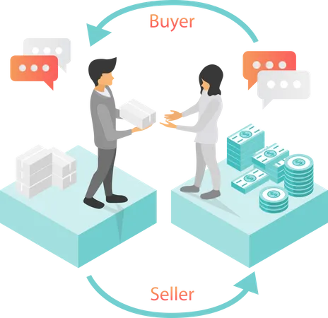 Buyer and seller making deal  Illustration