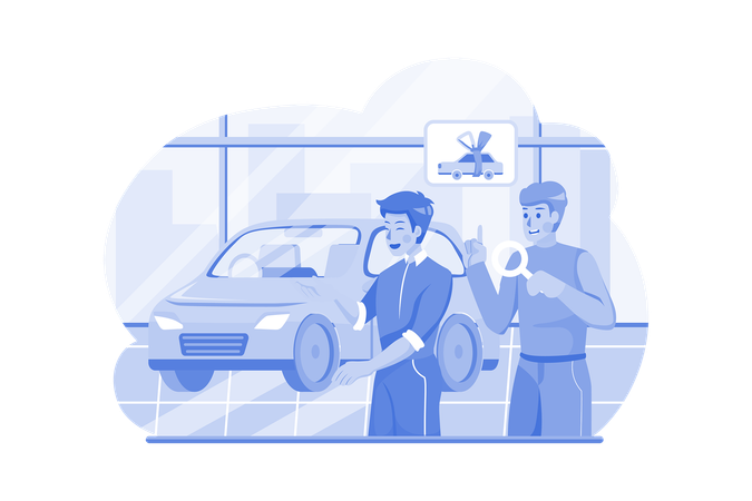 Buyer Choosing Automobile In Store  イラスト