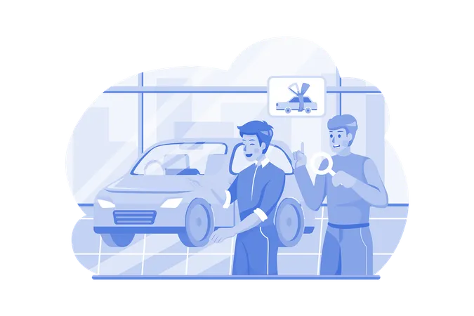 Buyer Choosing Automobile In Store  イラスト