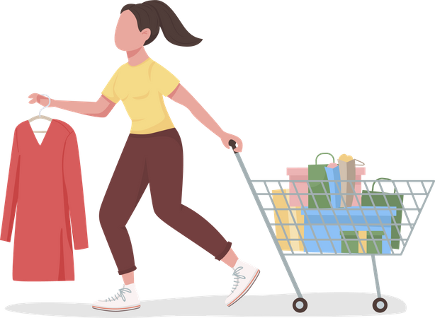 Buyer with shopping cart Illustration