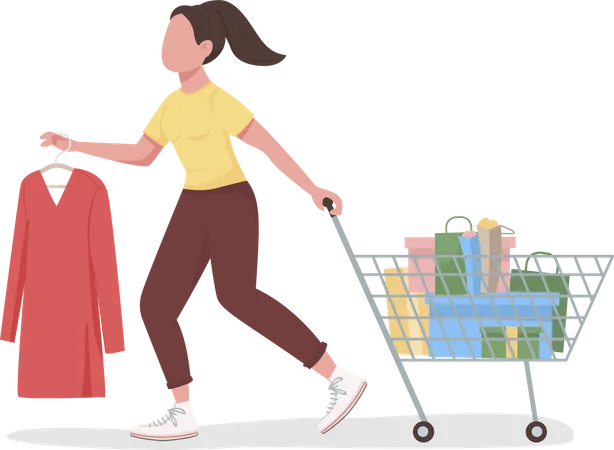 Buyer with shopping cart  Illustration