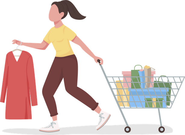 Buyer with shopping cart  Illustration