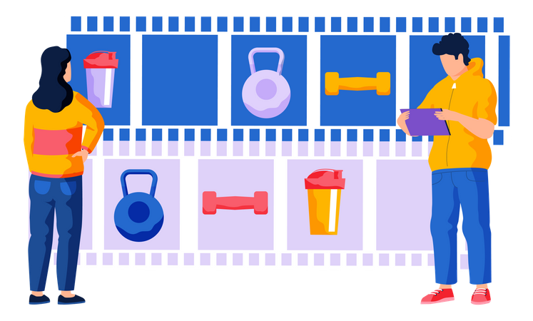 Buyers of online store of outfit for the gym  Illustration