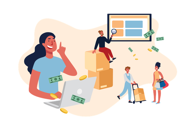Buyers Purchasing Electronics Online  イラスト