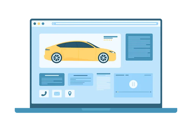 Buying and selling car online  Illustration