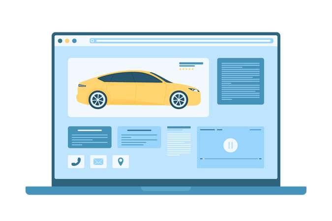 Buying and selling car online  Illustration