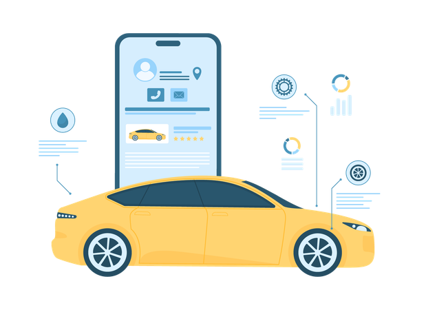 Buying and selling car online via mobile app  Illustration