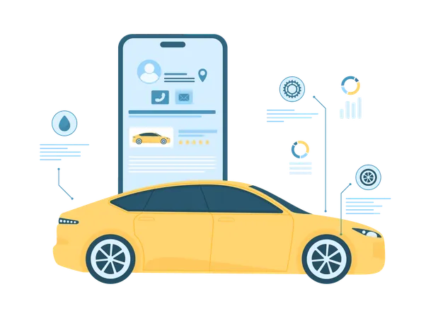 Buying and selling car online via mobile app  Illustration