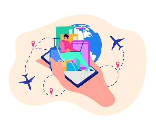 Buying Flight Tickets in Internet  Illustration