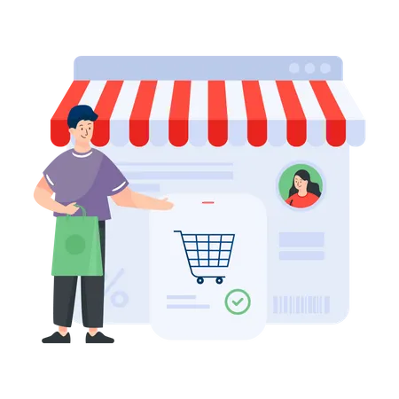 Buying from E-commerce marketplace Illustration