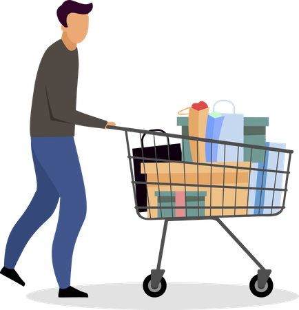 Buying goods at hypermarket Illustration