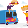 free street food truck illustrations